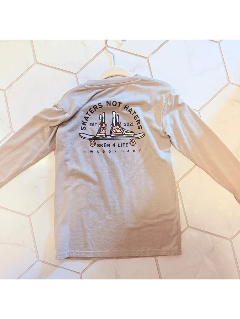 Swaggy baby tan long sleeve skelly tee